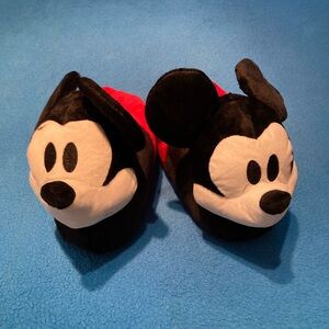 Disney Plush Mickey Mouse Slippers in Black, White & Red